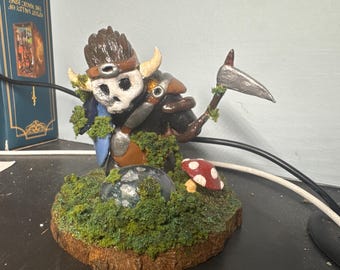 original sculpture/mix media character *The stone of life meets death* real crystal moss agate