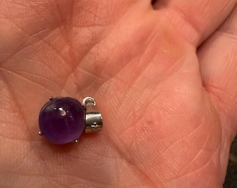 Handmade Purple Amethyst Pendant, 925 Sterling Silver Setting