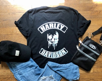 Motorcycle Enthusiast Tee with Skull - Vintage Style - Unisex