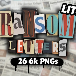 ¡Paquete de 26 PNG de Cartas de Rescate Lite! Paquete png de letras de rescate de 6k PNG, letras recortadas, paquete png, 6k pngs, alta calidad, paquete png de recorte de revista
