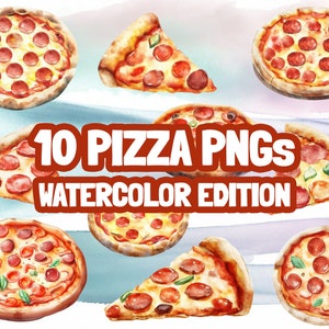 Watercolor Pizza PNG pack! pizza PNG, pizza SVG, pizza clipart, pizza, pizza download, pizza Illustration, watercolor png, water color pizza