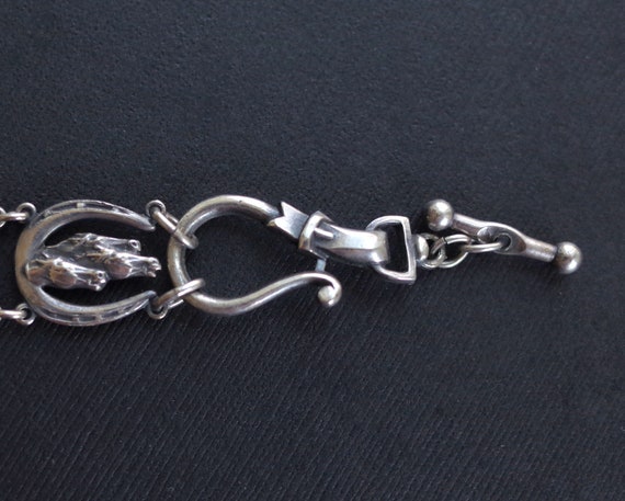 Antique Sterling Silver Horse Shoe Bracelet - Hor… - image 4