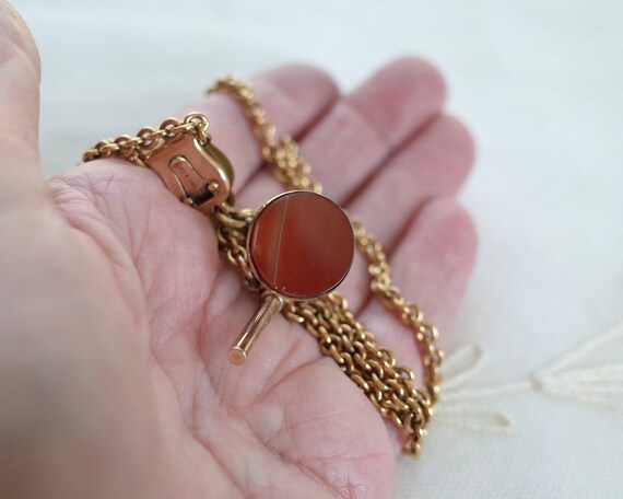 Victorian Gold Filled Banded Carnelian Fob Chain … - image 5