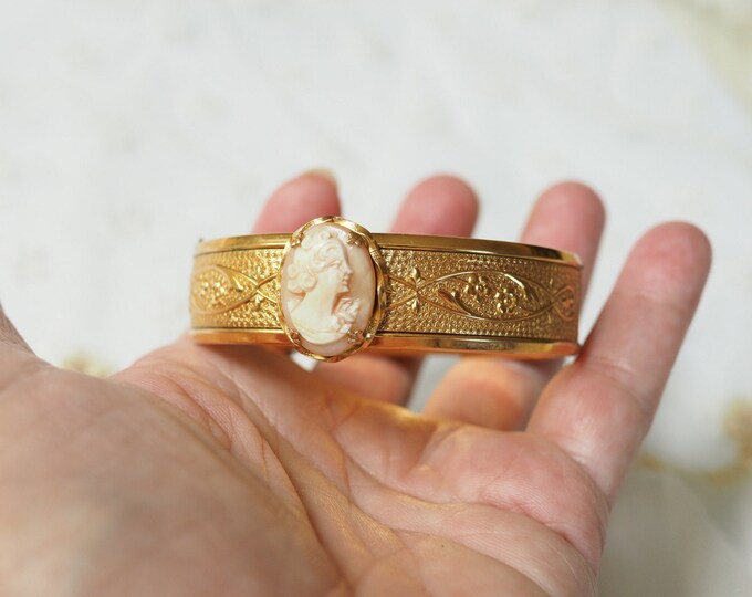 Antique Cameo Bracelet Hand Carved Shell Gold Filled Etsy