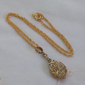 Antique Jeweled Bail  Victorian Gold Filled Bi-Color Repousse Locket Pendant Fob - 14K Gold Filled Chain