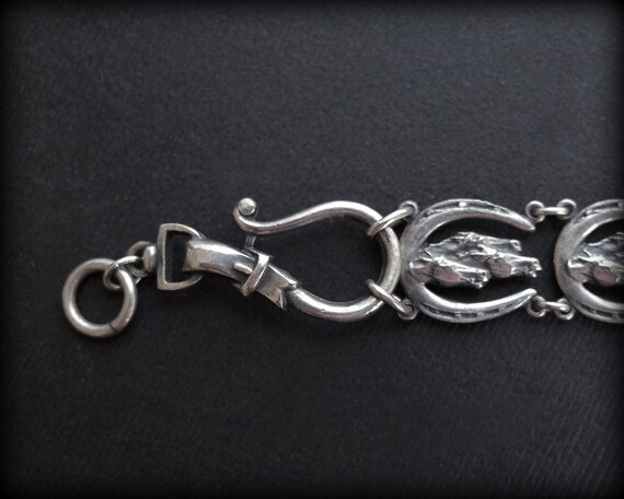 Antique Sterling Silver Horse Shoe Bracelet - Hor… - image 3