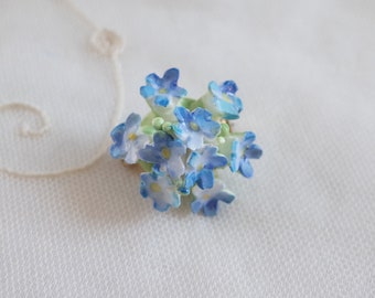 Vintage Bone China Forget Me Not Flower Brooch - Hand Painted Made In England - English Porcelain