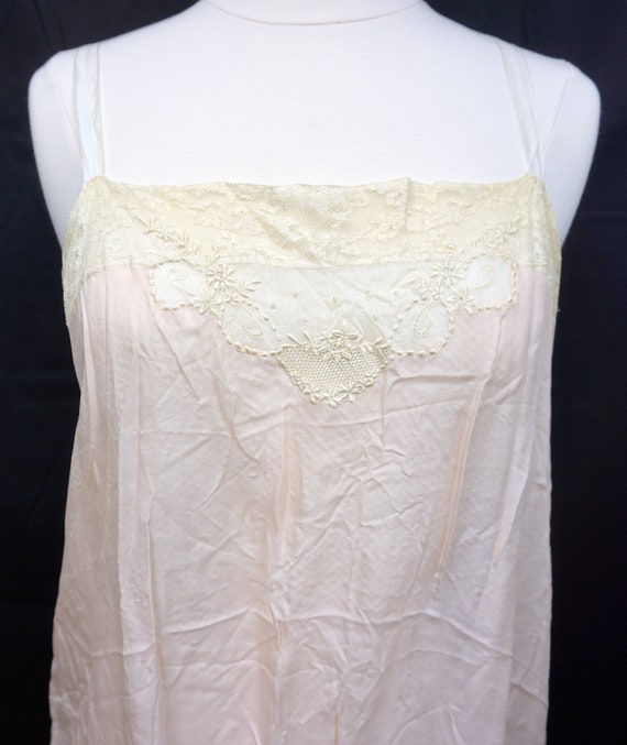 1920s Lace Silk Chemise Sz 6 Antique Lingerie Pin