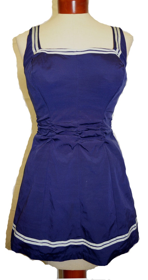 1940s 1950s Flexees Swim Dress Sz 8 Vintage Pin Up