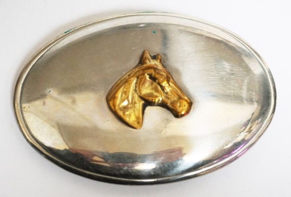 Vintage Rockmount Horse Nickel Silver Buckle Weste