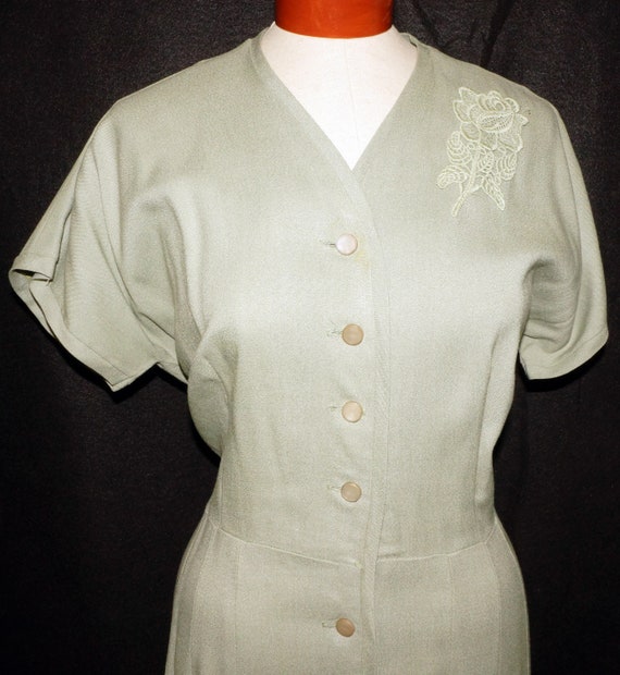 1960s Linen Day Dress Sz XL Vintage