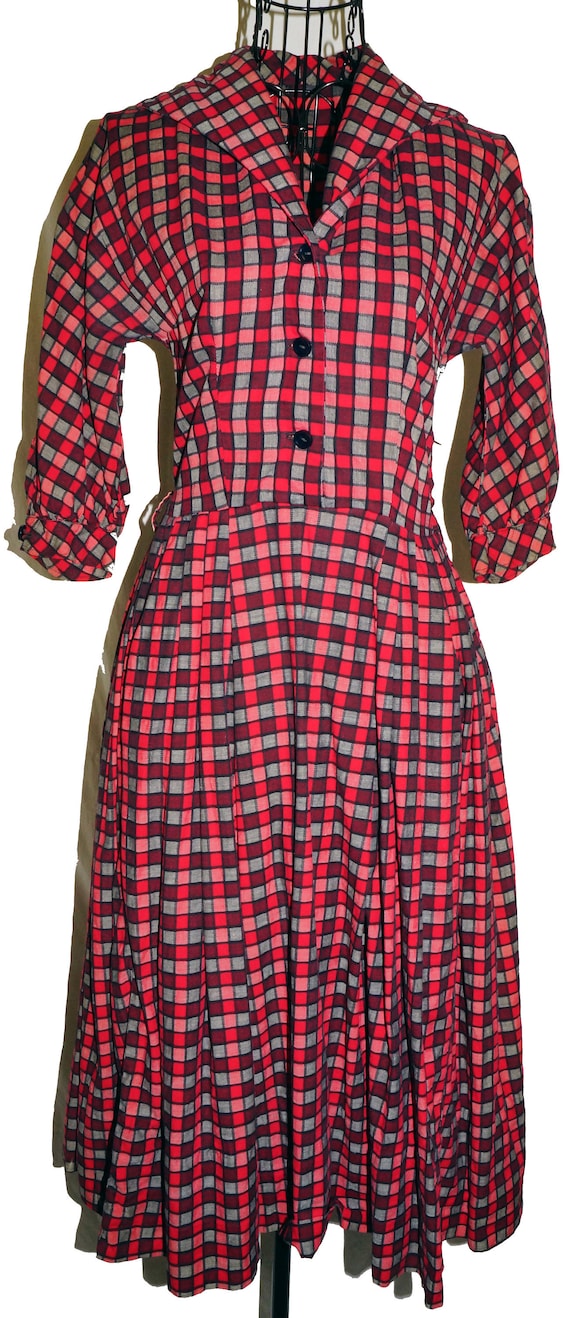1940s Womens Day Dress Sz 2 Vintage Cotton