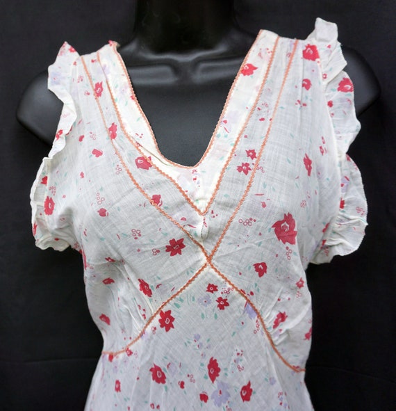 1930s Cotton Batiste Nightgown Sz XS Vintage