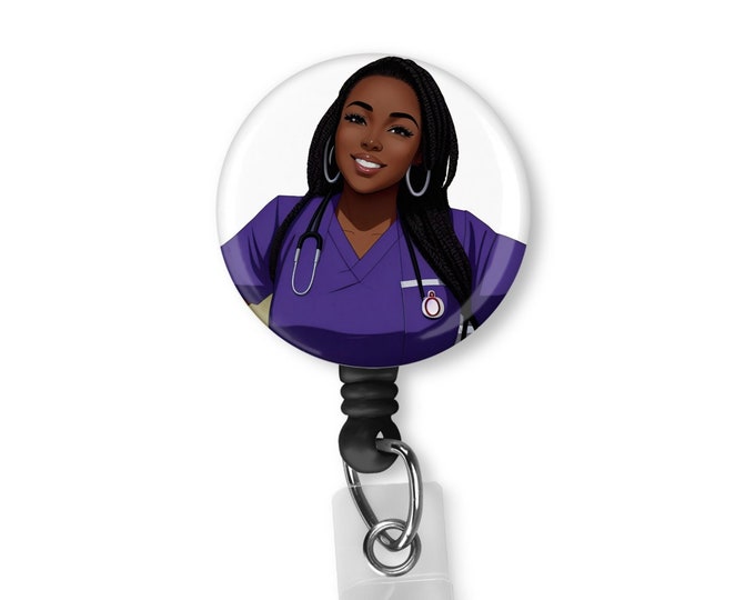 Black, African  American, Nurse, Natural Hair, Locs retractable reels