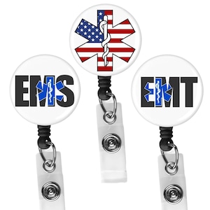 Star of Life Paramedic Retractable Name Badge Holder Reel