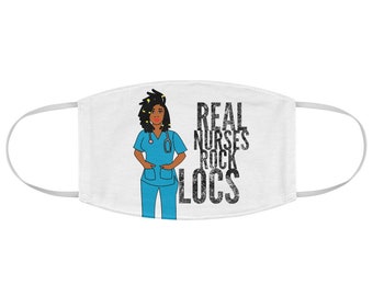 Black African American Nurse RN Locs Fabric Face Mask