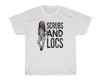 Black African American Nurse RN CNA  Locs Natural Hair Braids Dreadlocks Locks Unisex Heavy Cotton Tee