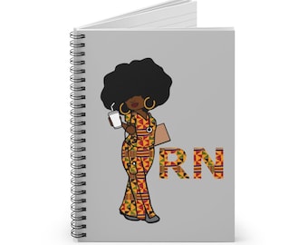 Black African American Nurse RN Spiral Notebook - Ruled Line
