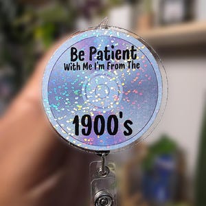 Millennial 1900&#39;s Holographic Retractable Name Badge Holder Reel