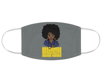 Black African American Nurse Natural Hair Fabric Face Mask