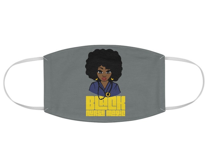 Black African American Nurse Natural Hair Fabric Face Mask