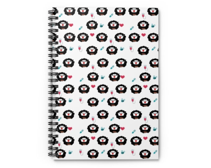 Black African American Nurse Student Spiral Notebook - Ruled Line