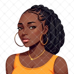 Mujer afroamericana negra con rastas Locs PNG