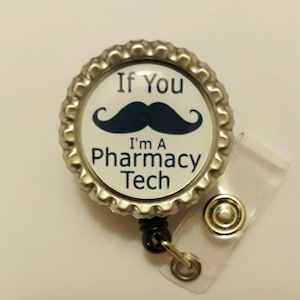 Schnurrbart Apotheke Tech Abziehbar Name Badge Holder Reel