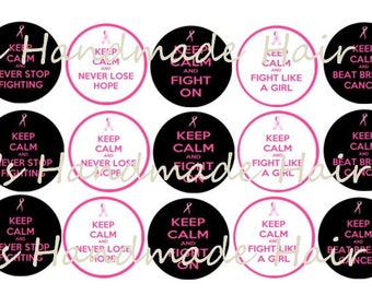 Keep Calm Breast Cancer Awareness Bottle Cap images Instant Download