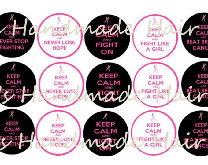 Keep Calm Breast Cancer Awareness Bottle Cap images Instant Download