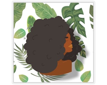 Plant Mom African American Woman Kiss-Cut Stickers