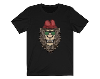 Lion Dreadlock Locs Rasta Unisex Jersey Short Sleeve Tee