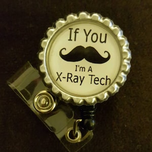 Schnurrbart Xray Tech Krankenschwester Retractable Name Badge Holder Reel