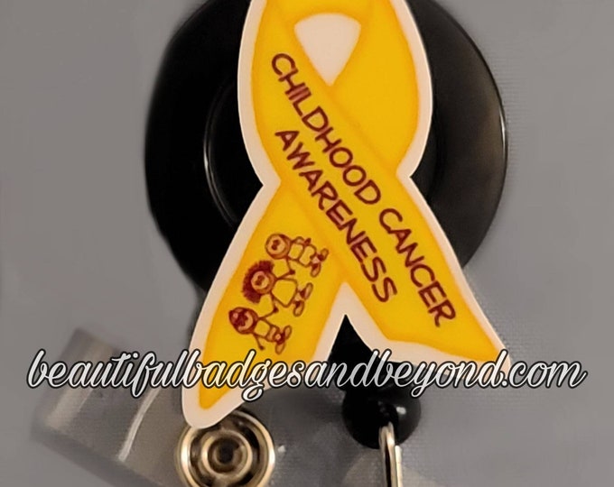 Childhood Cancer Awareness Ribbon Retractable Name Badge Holder Reel