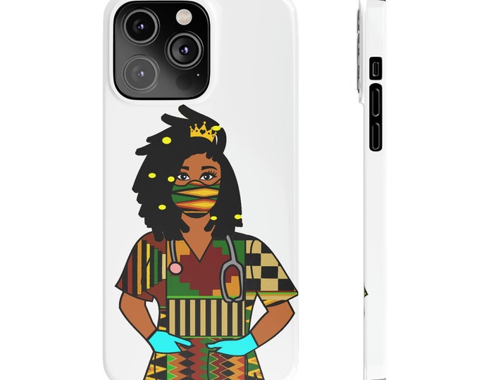 Black African American Nurse Slim Phone Cases, Case-Mate