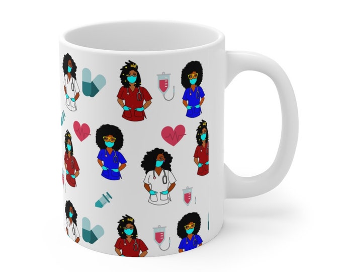 Black African American Nurse Ceramic Mug 11oz