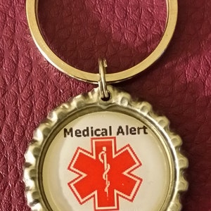 Epilepsy Medical Alert Bottle Cap Keychain
