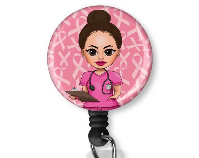 Breast Cancer Awareness Ribbon badge reel