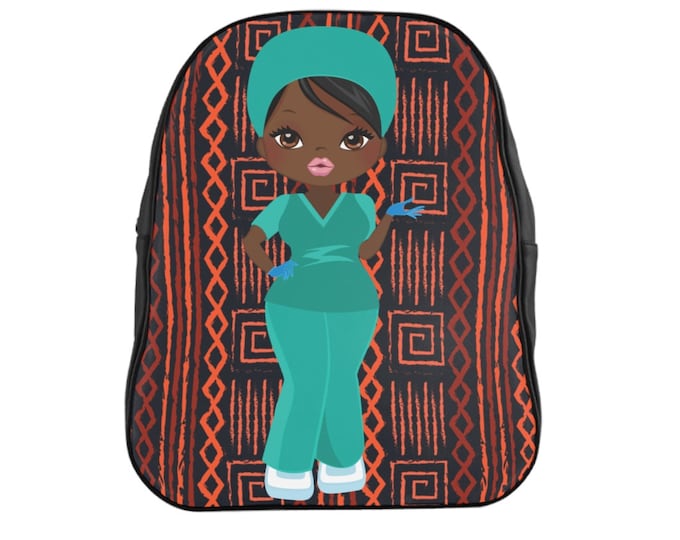 Black African American Nurse School Backpack