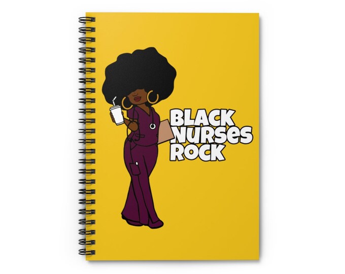 Black African American Nurse RN Spiral Notebook - Ruled Line