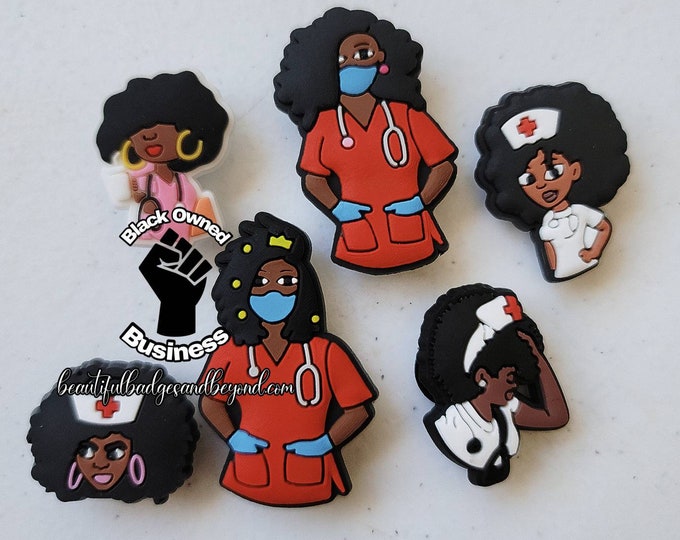 Black African American Nurse RN Clog Charms