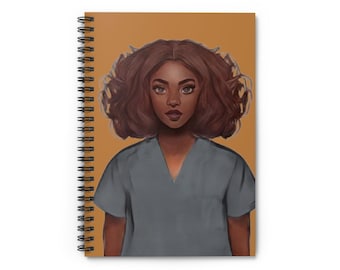 Black African American Nurse Spiral Notebook - Ruled Line