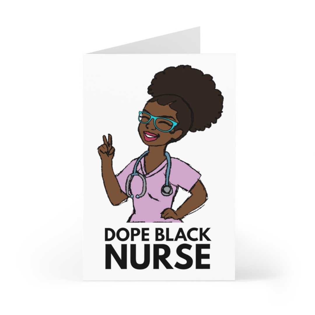 Black African American Nurse Greeting Cards 7 Pcs 