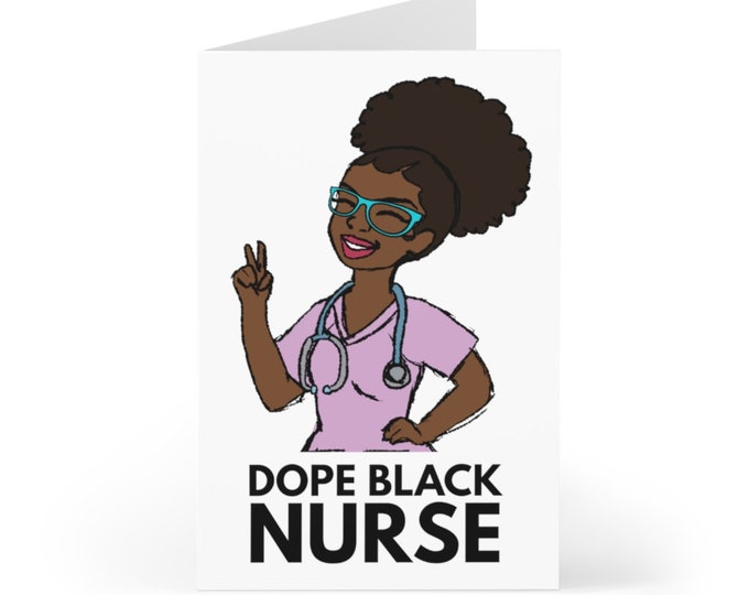 Black African American Nurse Greeting Cards (7 pcs)