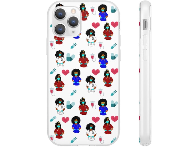 Black African American Nurse Natural Hair Flexi phone Cases