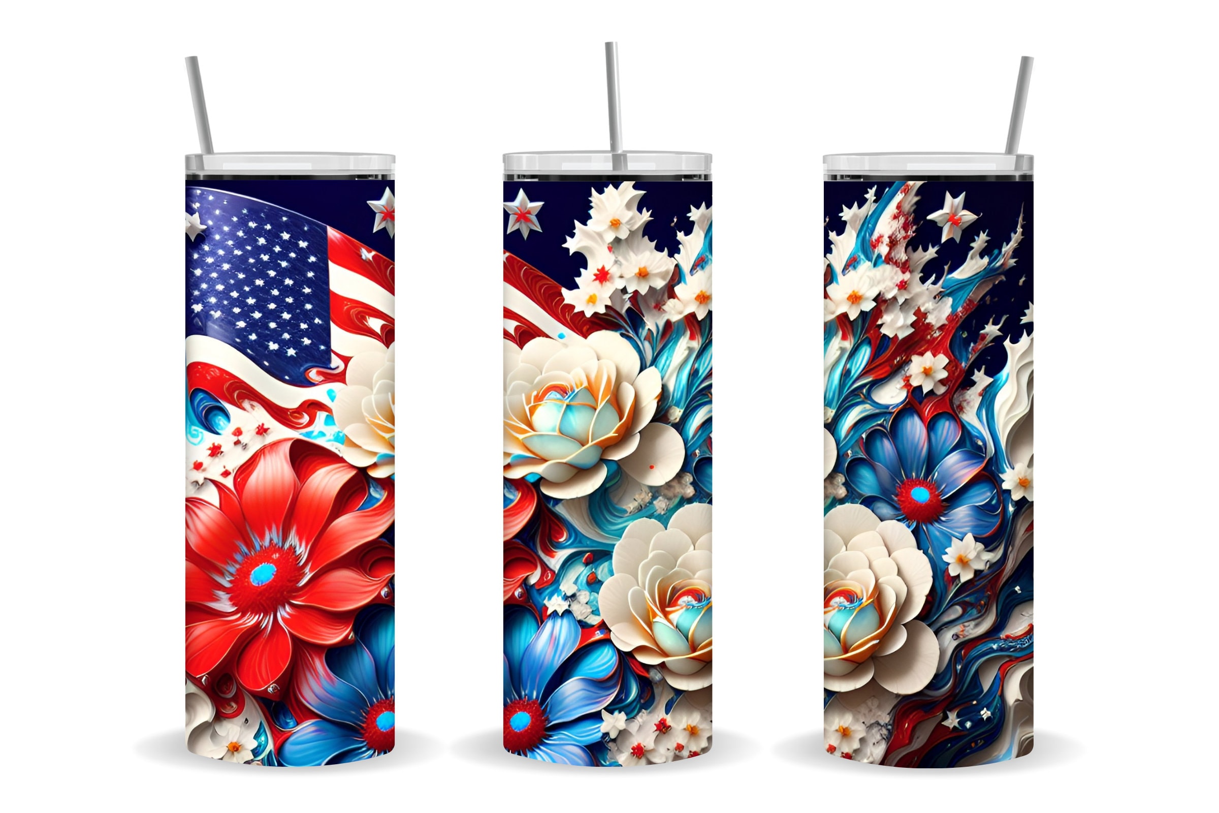 Daisy American Flag Tumbler 4th of July Gift for Mom