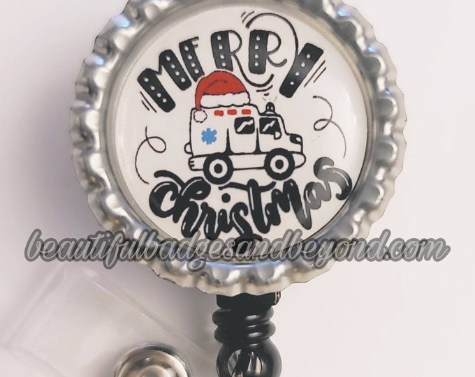 Christmas Paramedic EMT EMS Retractable Name Badge Holder Reel #2