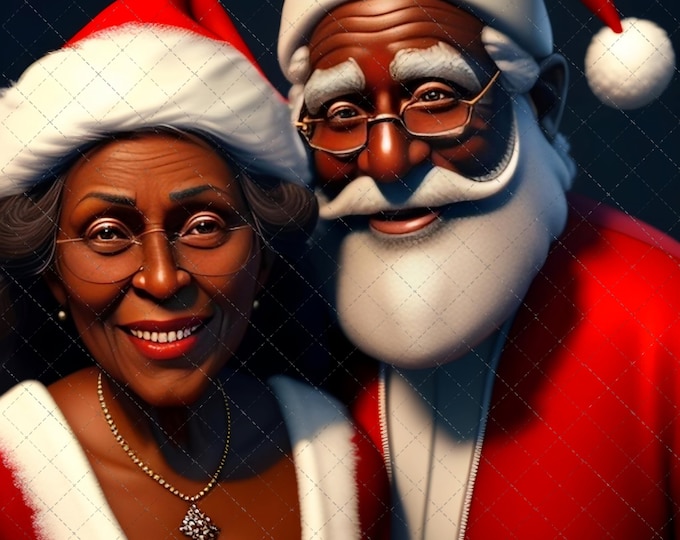 African American Black Mr. And Mrs. Santa Clause PNG