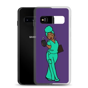 Black African American Nurse Natural Hair Scarf Head wrap Samsung Case