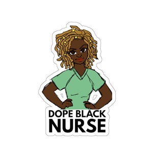 Black African American Locs Nurse Kiss-Cut Stickers